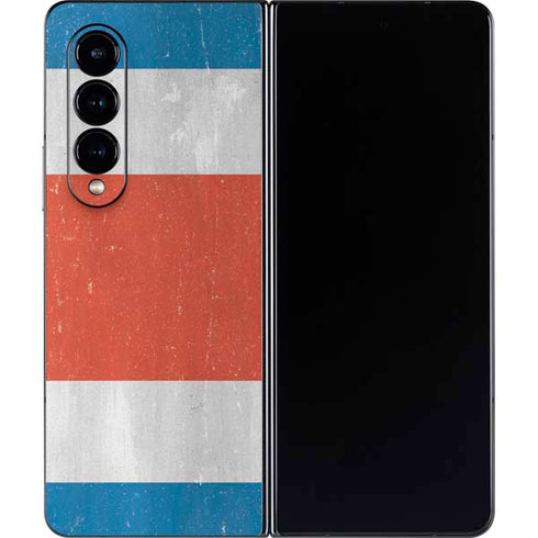 Costa Rican Flag Distressed Galaxy Z Fold4 5G Skin